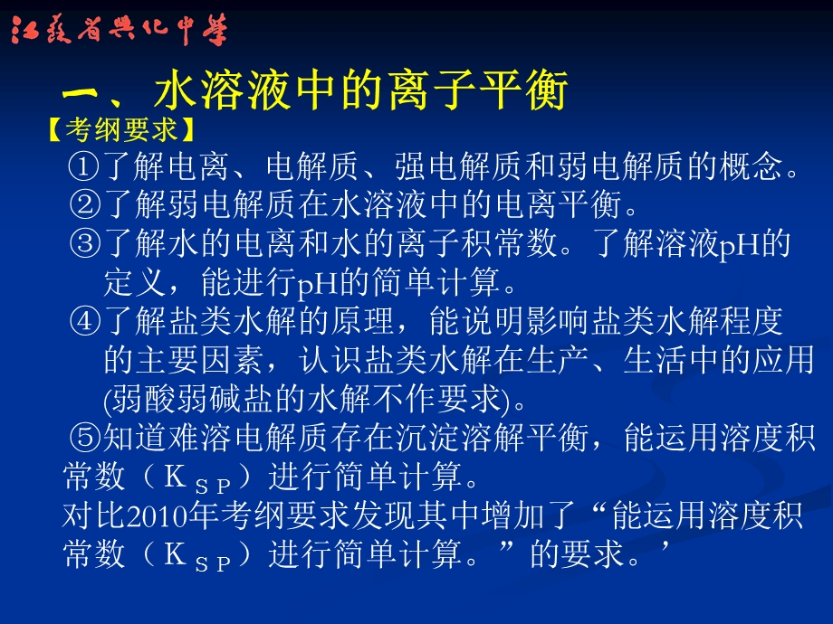 高三化学复习研讨会交流材料：溶液中的离子平衡和电化学基础专题复习(1).ppt_第2页