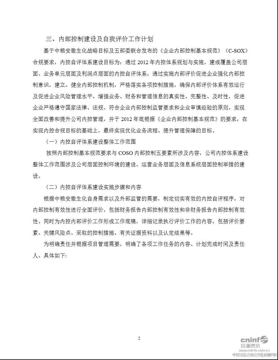 中粮生化：内部控制实施工作计划及方案.ppt_第2页