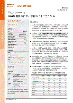 烟台万华(600309)深度报告：MDI周期低谷扩张新材料“十二五”发力0223.ppt