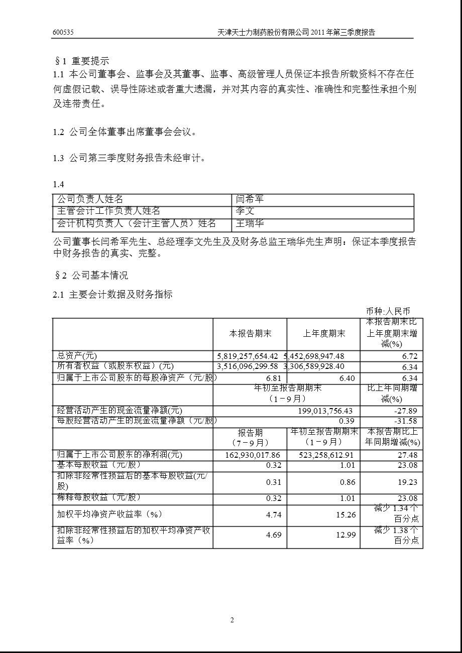 600535天士力第三季度季报.ppt_第3页