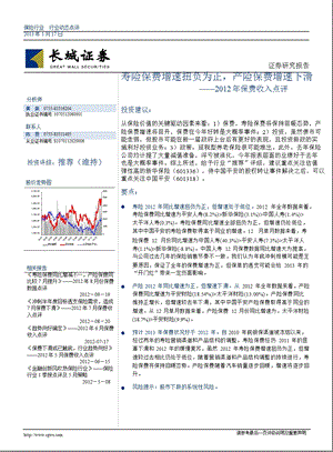 2012年保费收入点评：寿险保费增速扭负为正_产险保费增速下滑-2013-01-18.ppt