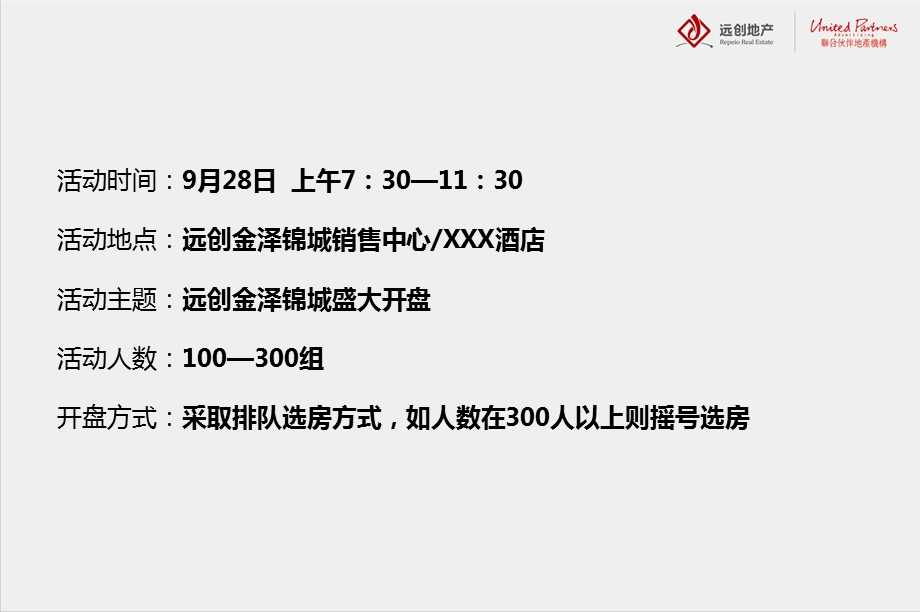 【繁华锦城 荣耀献世】金泽锦城地产项目9月28日盛大开盘活动策划方案.ppt_第3页