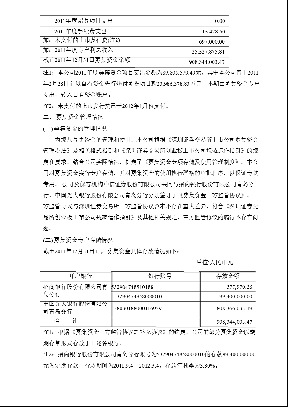 东软载波：2011年度募集资金存放与使用情况的专项报告.ppt_第2页