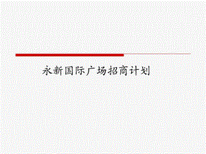 山东青岛永新国际广场招商计划研究报告.ppt