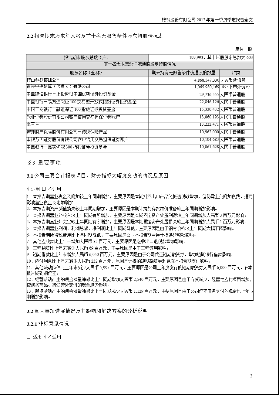 鞍钢股份：第一季度报告全文.ppt_第2页