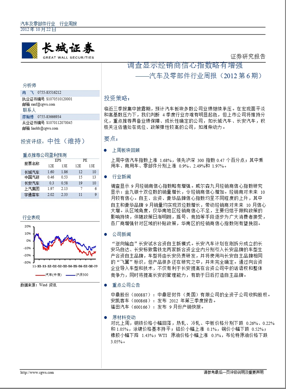 长城证券汽车及零部件行业周报1023.ppt_第1页