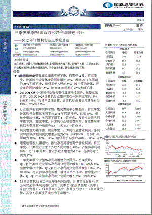 计算机行业三季报总结：三季度单季整体营收和净利润增速回升1107.ppt