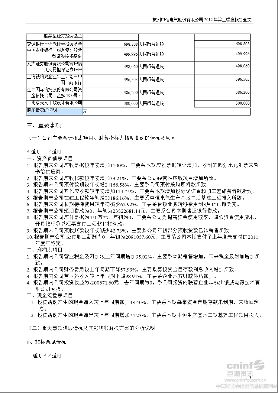 中恒电气：2012年第三季度报告全文.ppt_第3页