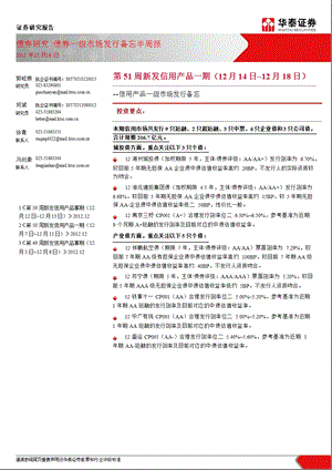 信用产品一级市场发行备忘：第51周新发信用产品一期(12月14日~12月18日)-2012-12-18.ppt