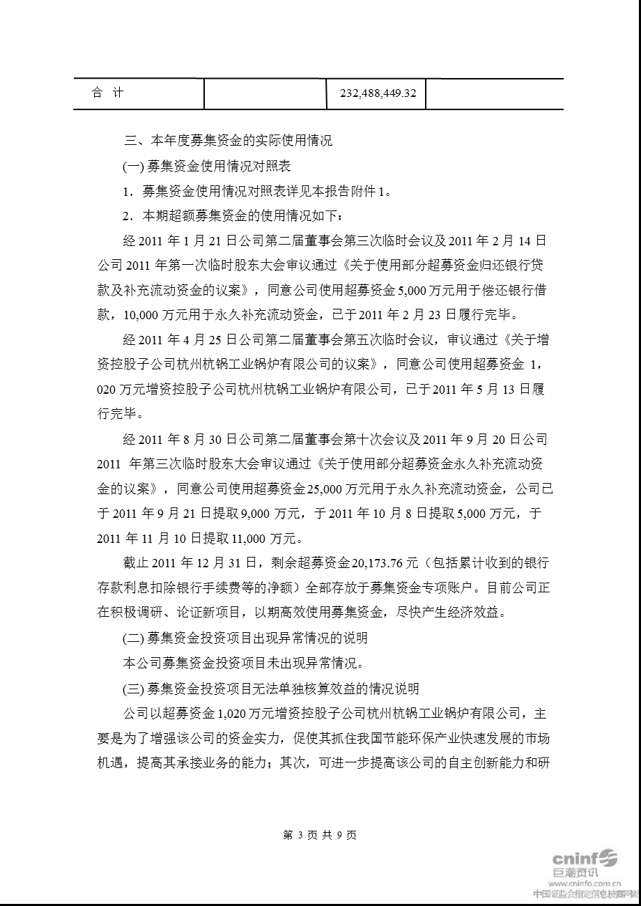 杭锅股份：关于募集资金存放与使用情况的专项报告.ppt_第3页