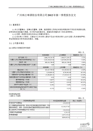 珠江啤酒：第一季度报告全文.ppt