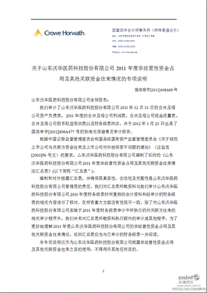 沃华医药：关于公司非经营性资金占用及其他关联资金往来情况的专项说明.ppt