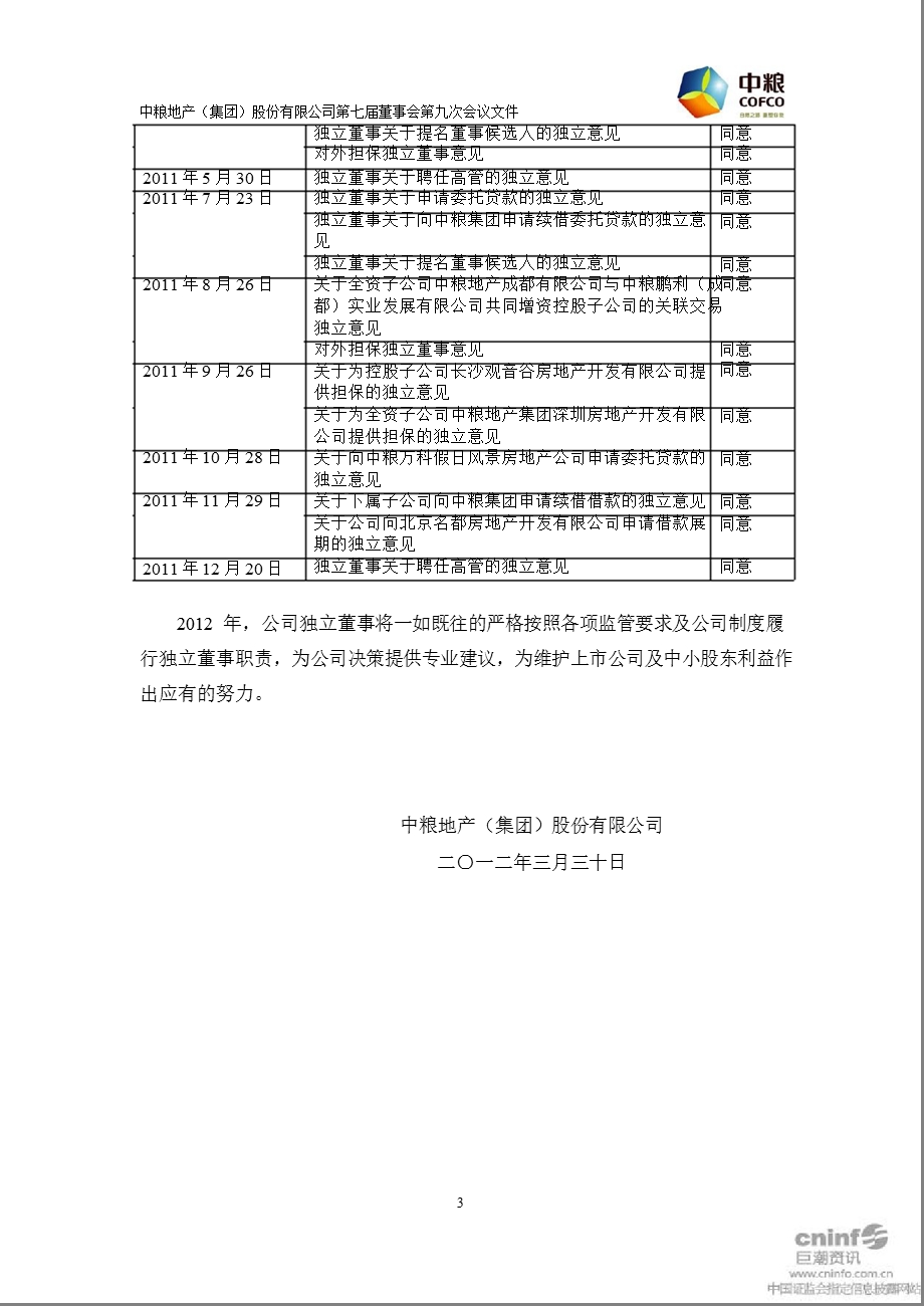 中粮地产：第七董事独立董事履职情况报告.ppt_第3页