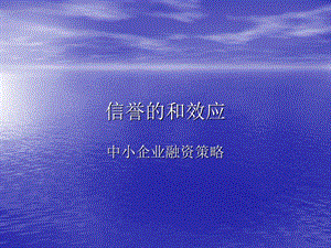 275_3856486_中小企业融资策略：信誉的和效应.ppt