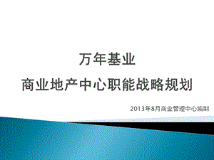 万年基业商业职能战略计划（讨论稿）13.8.27.ppt