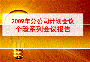 XX保险公司XX分公司2009年度业务规划--个险系列会议报告.ppt