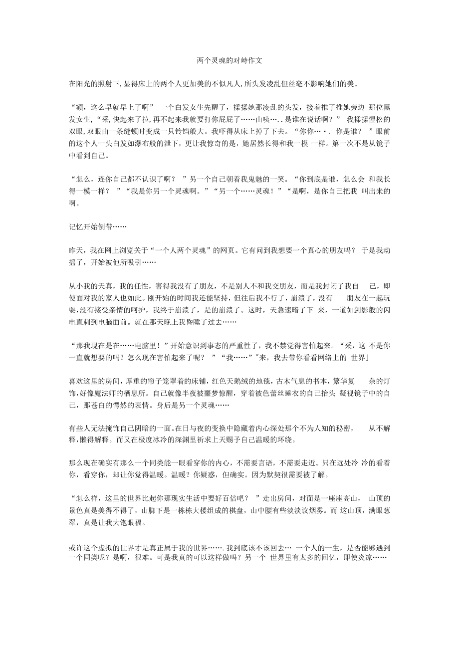 两个灵魂的对峙作文.docx_第1页