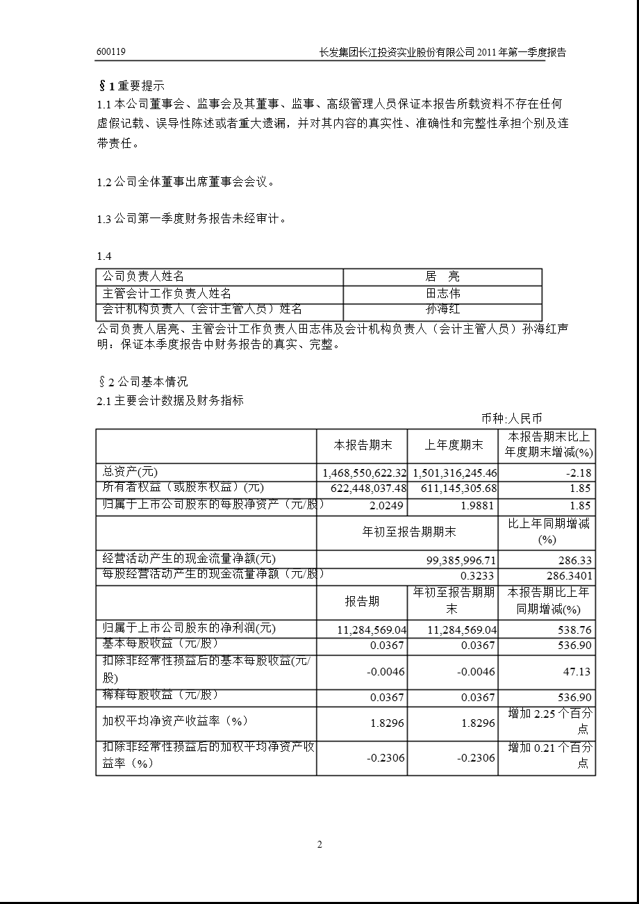 600119_2011长江投资第一季度季报.ppt_第3页