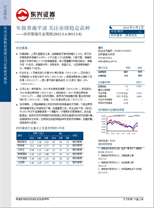 纺织服装行业周报：年报普遍平淡关注业绩稳定品种-130302.ppt