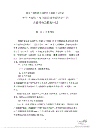 丹甫股份：关于“加强上市公司治理专项活动”的自查报告及整改计划.ppt