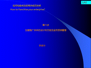 连锁经营系列讲座_第六讲__加盟推广体系的设计和营建及全面质量管理.ppt