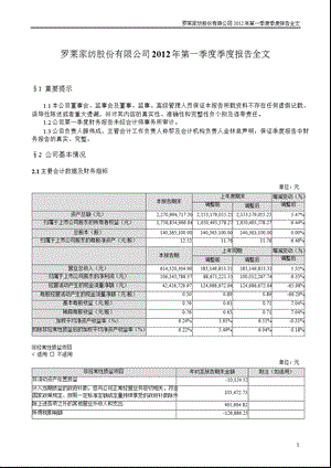 罗莱家纺：2012年第一季度报告全文.ppt