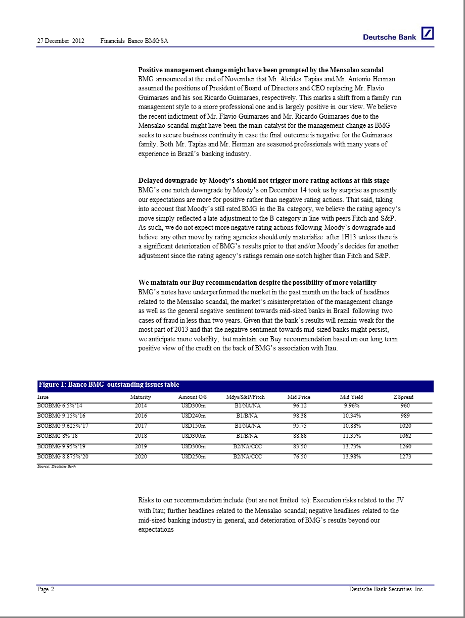 BANCO_BMG_SA：WEAK_3Q12;_MAINTAIN_BUY_ON_LONG_TERM_POSITIVE_PROSPECTS-2012-12-28.ppt_第2页