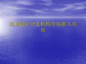 商业银行分支机构市场准入培训(2).ppt