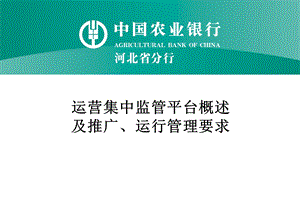 银行运营集中监管平台概述及推广、运行管理要求.ppt