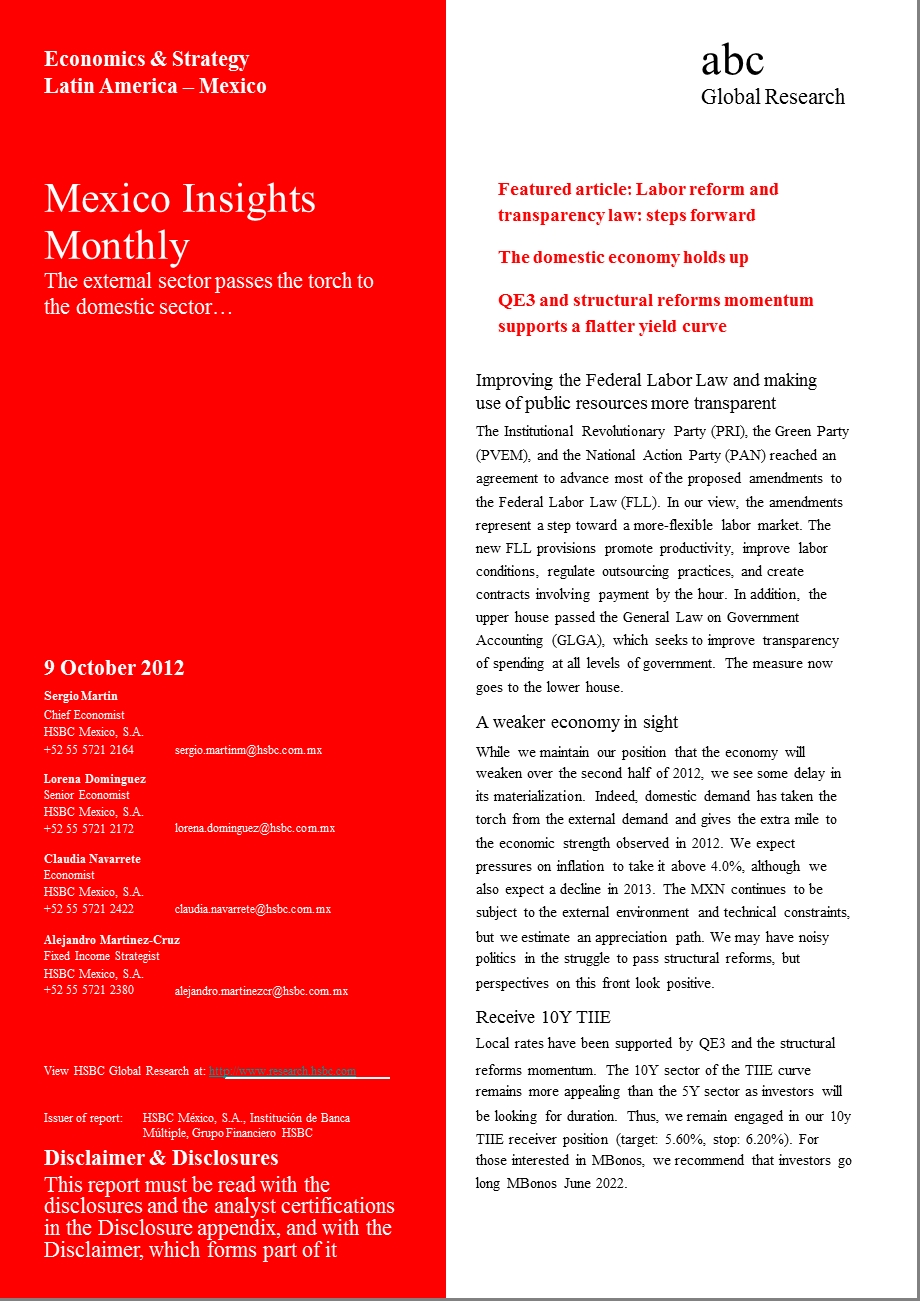 MEXICO_INSIGHTS_MONTHLY：THE_EXTERNAL_SECTOR_PASSES_THE_TORCH_TO_THE_DOMESTIC_SECTOR-2012-10-11.ppt_第1页