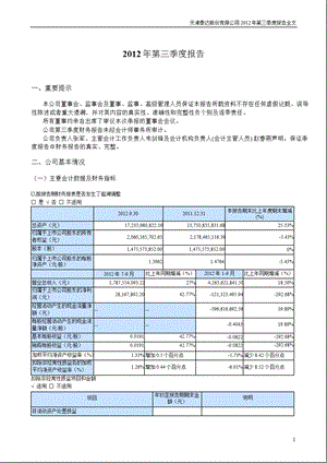 泰达股份：2012年第三季度报告全文.ppt