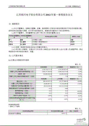 银河电子：2012年第一季度报告全文.ppt