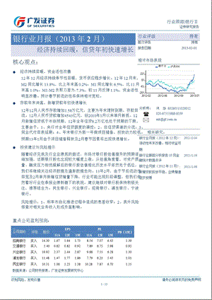 银行业月报(2013年2月)：经济持续回暖_信贷年初快速增长-2013-02-01.ppt