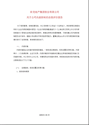 600173_ 卧龙地产关于公司内部控制的自我评价报告.ppt