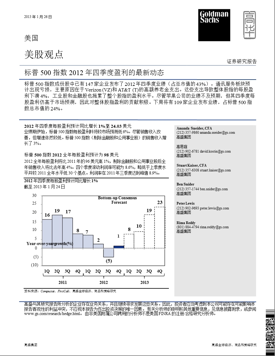 美股观点：标普500指数2012年四季度盈利的最新动态-2013-01-28.ppt_第1页