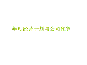 年度经营计划与公司预算.ppt