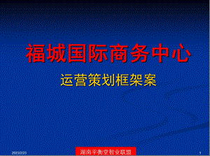 2福城国际商务中心运营策划框架案.ppt