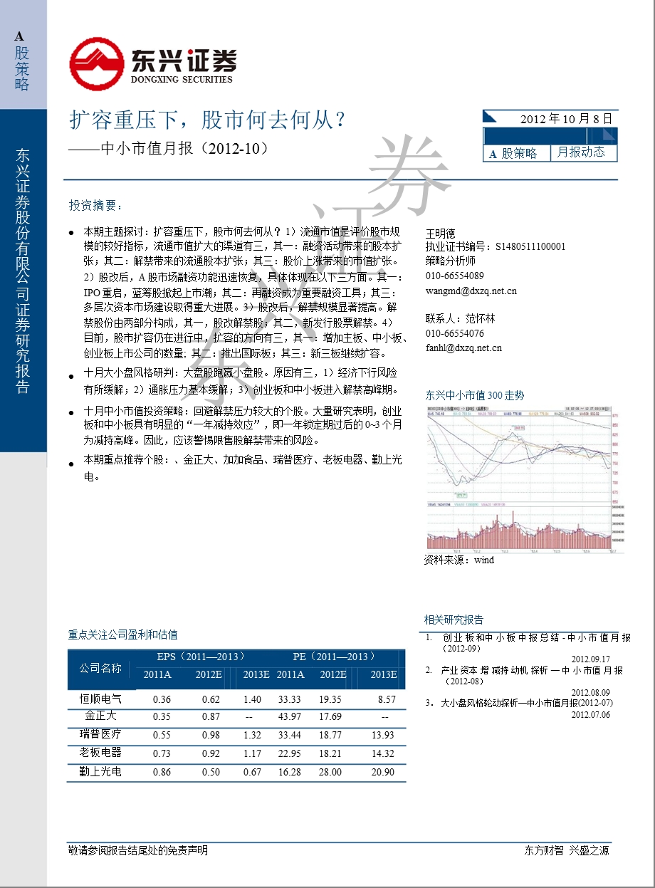 中小市值月报(2012-10)：扩容重压下_股市何去何从？-2012-10-23.ppt_第1页