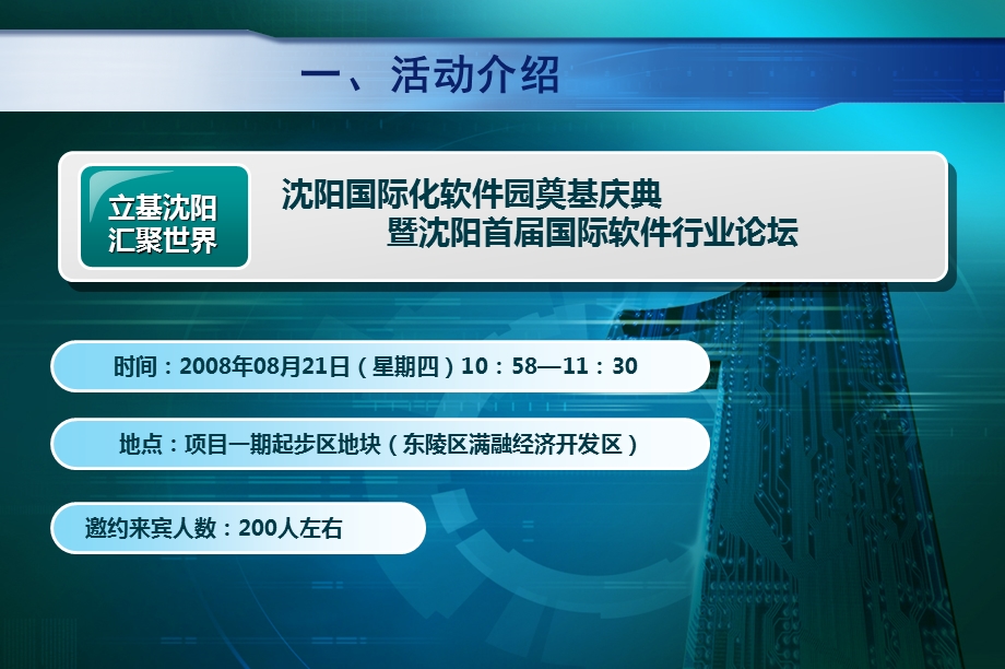 【立基沈阳 汇聚世界】国际化软件园奠基庆典暨行业论坛执行策划方案(1).ppt_第3页