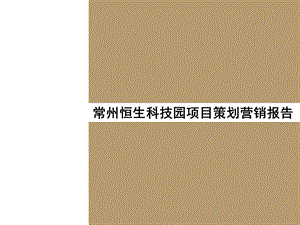 2011常州恒生科技园项目策划营销报告N.ppt