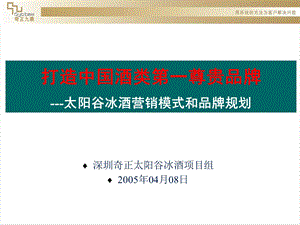 打造中国酒类第一尊贵品牌---太阳谷冰酒营销模式和品牌规划(1)(1).ppt