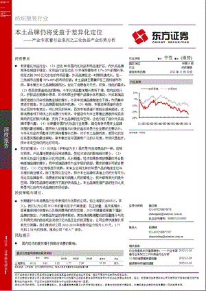 产业专家看行业系列之三国内化妆品产业形势分析：本土品牌仍将受益于差异化定位-2012-11-30.ppt