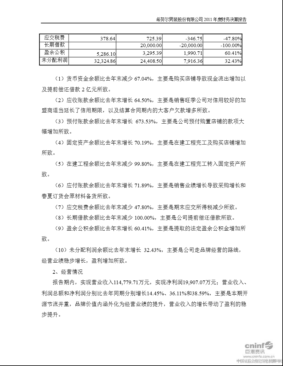 希努尔：2011年度财务决算报告.ppt_第2页
