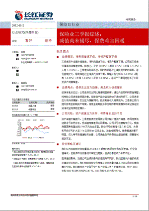 2012年保险行业3季报综述：减值尚未褪尽_保费难见回暖-2012-11-05.ppt