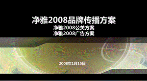 汉扬传播净雅集团2008品牌传播策划方案(1).ppt