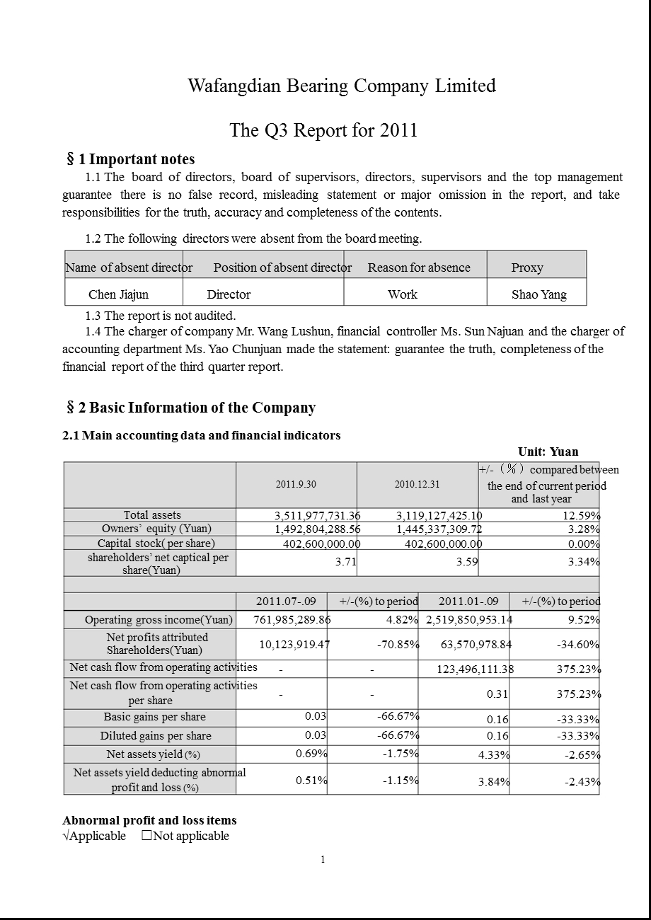 瓦 轴Ｂ：2011年第三季度报告全文（英文版） .ppt_第2页