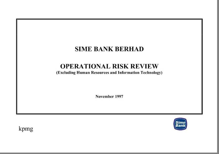 毕博上海银行咨询Sime Bank Operational Risk Report(1).ppt_第1页