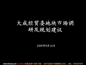 2009年8月16日滨州大成经贸委地块市场调研及规划建议(1).ppt