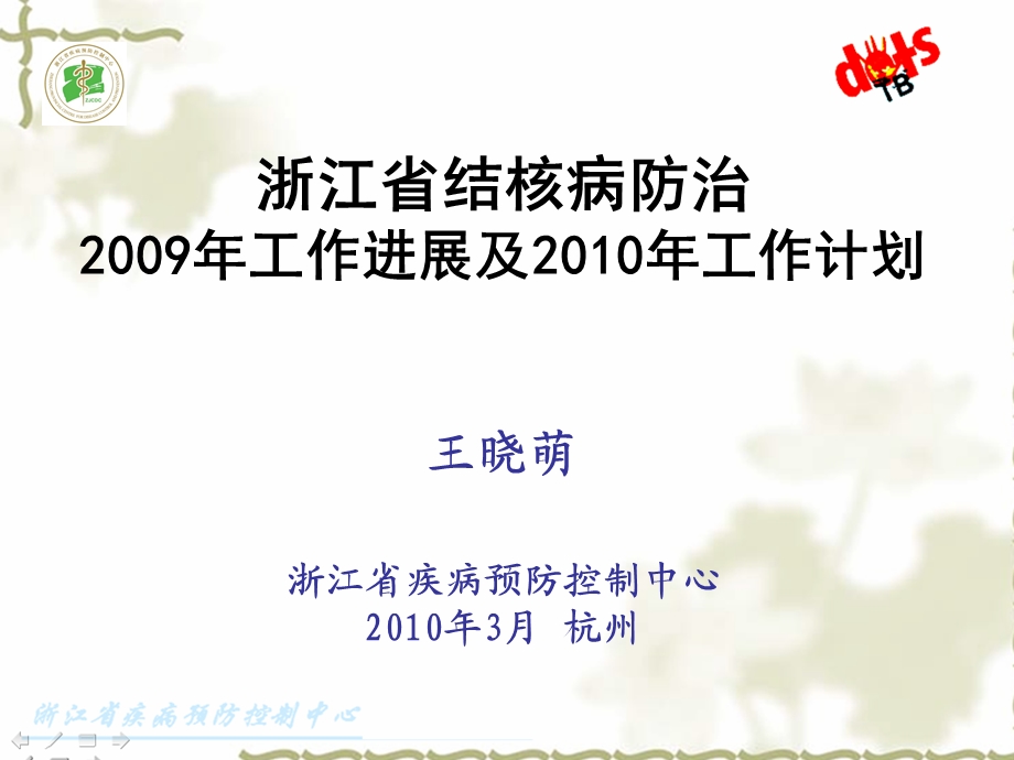 2009年浙江省结核病防治工作进展及2010年工作计划.ppt_第1页