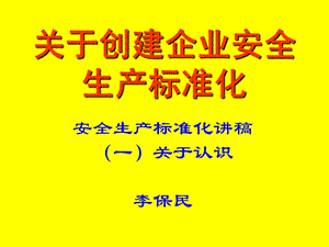 创建企业安全生产标准化宣讲材料 安全标准化学习认识.ppt